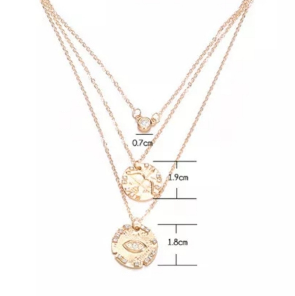NEW Layered Boho Disc Pendant Necklace - Picture 3 of 5